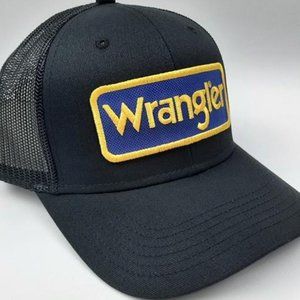 Wrangler Jeans Embroidered Patch Curved Bill Trucker Mesh Snapback Cap Western